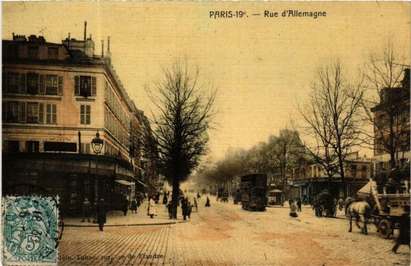 Carte postale ancienne Rue d'Allemagne à Paris 19e