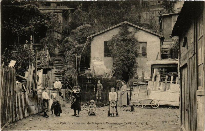 Carte postale ancienne Une vue du Maquis à Montmartre à Paris 18e