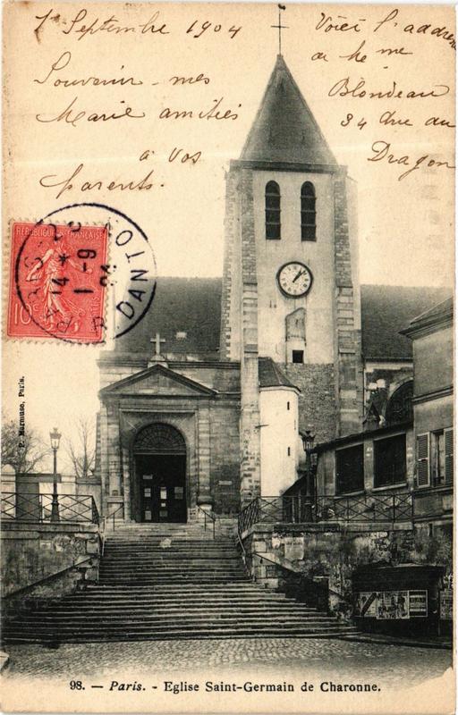 Carte postale ancienne Eglise Saint-Germain de Charonne. à Paris 20e