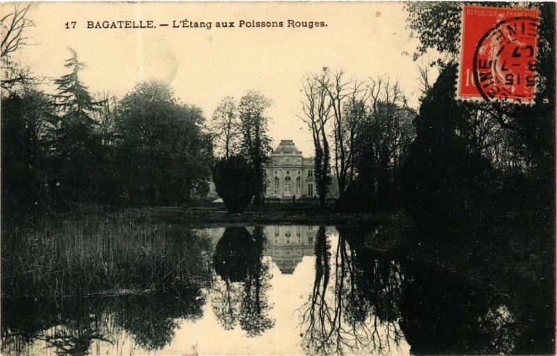 Carte postale ancienne Bagatelle - L'Etang aux Poissons Rouges à Paris 16e