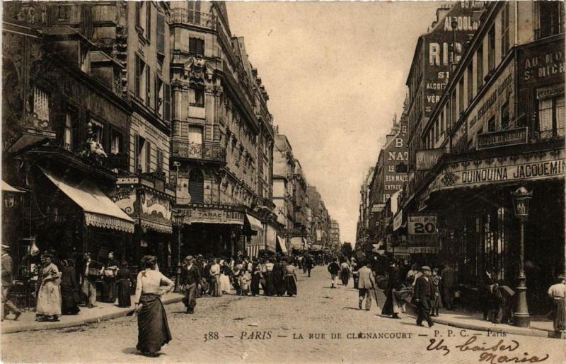Carte postale ancienne La rue de Clignancourt à Paris 18e