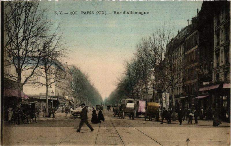 Carte postale ancienne Rue d'Allemagne à Paris 19e