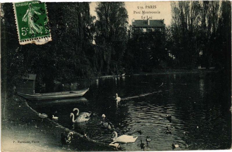 Carte postale ancienne Parc Montsouris - Le Lac à Paris 14e