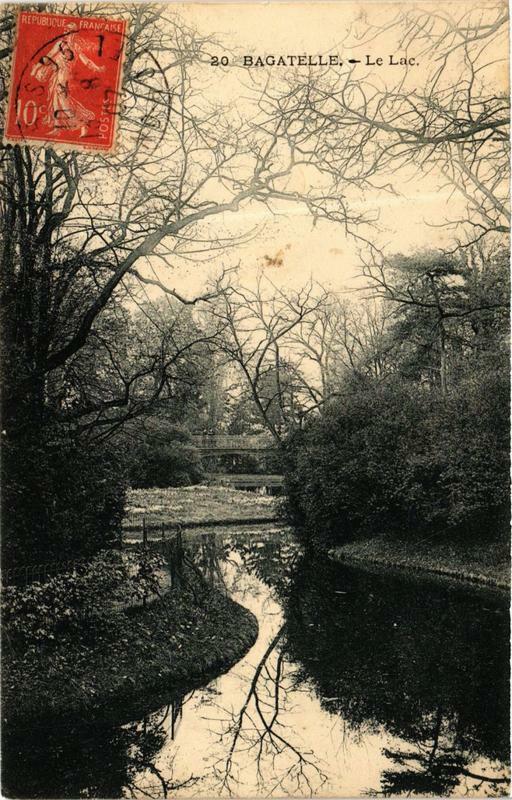 Carte postale ancienne Bagatelle - Le Lac à Paris 16e