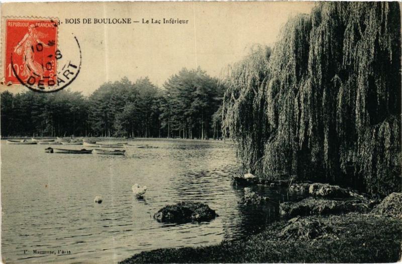 Carte postale ancienne Bois de Boulogne - Le Lac Inférieur à Paris 16e