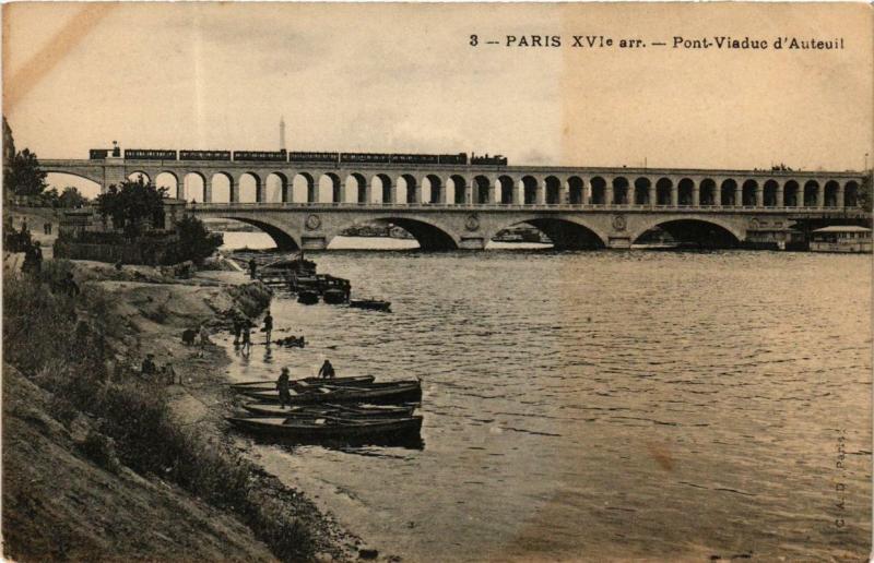 Carte postale ancienne Pont-Viaduc d'Auteuil à Paris 16e