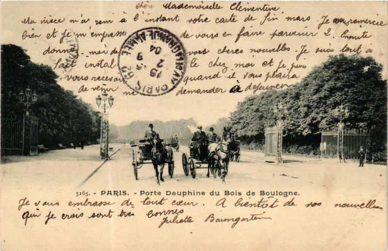 Carte postale ancienne Porte Dauphine du Bois de Boulogne à Paris 16e