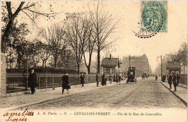 Carte postale ancienne Paris 17e Fin de la Rue de Courcelles. à Levallois-Perret