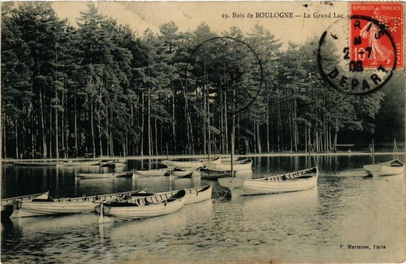 Carte postale ancienne Bois de Boulogne - Le Grand Lac à Paris 16e