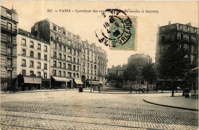 Carte postale ancienne Carrefour des rue de la Tombe-Issoire et Sarrette à Paris 14e