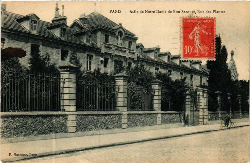 Carte postale ancienne Asile Notre Dame de Bon-Secours - Rue des Plantes à Paris 14e