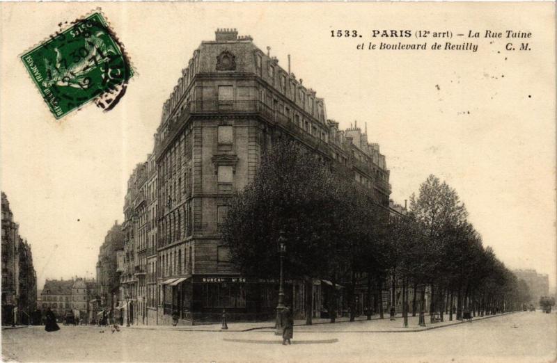 Carte postale ancienne Paris 12e Rue Taine. Bd de Reuilly. à Paris 12e