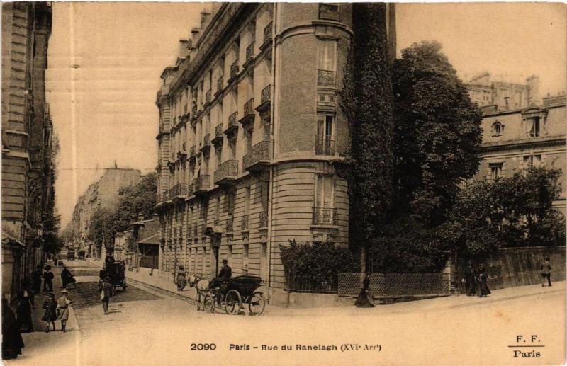 Carte postale ancienne Rue du Ranelagh à Paris 16e