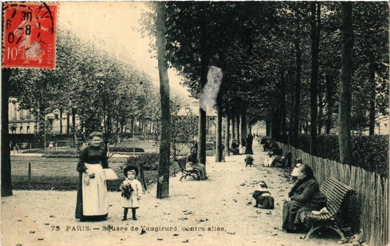 Carte postale ancienne Square de Vaugirard, contre-allée à Paris 15e