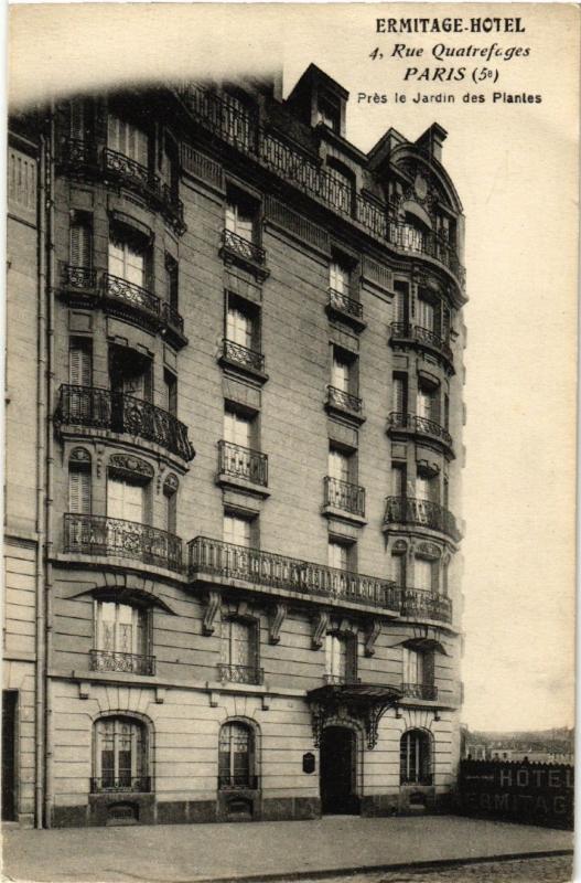 Carte postale ancienne Paris (5e) Ermitage-Hotel 4, Rue Quatrefages à Paris 5e