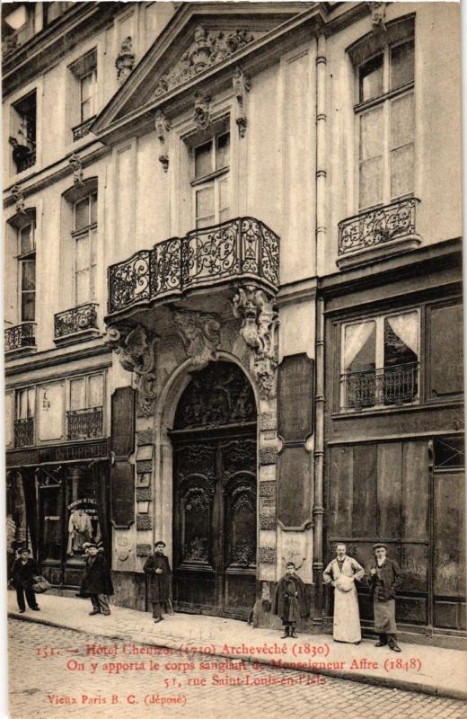 Carte postale ancienne Paris (4e) 51, Rue Saint-Louis-en-l'Ile. Hotel Chenizot à Paris 4e