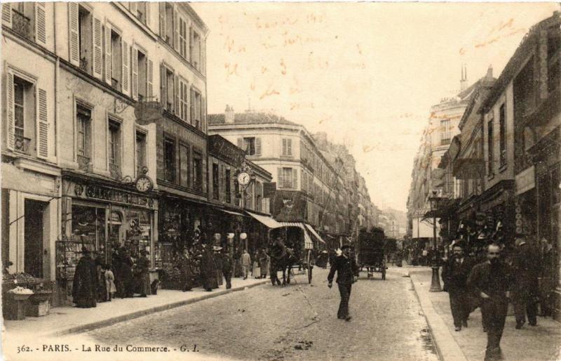 Carte postale ancienne La Rue du Commerce à Paris 15e