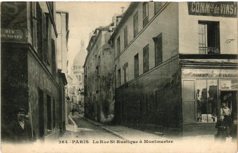 Carte postale ancienne La Rue Saint-Rustique à Montmartre à Paris 18e