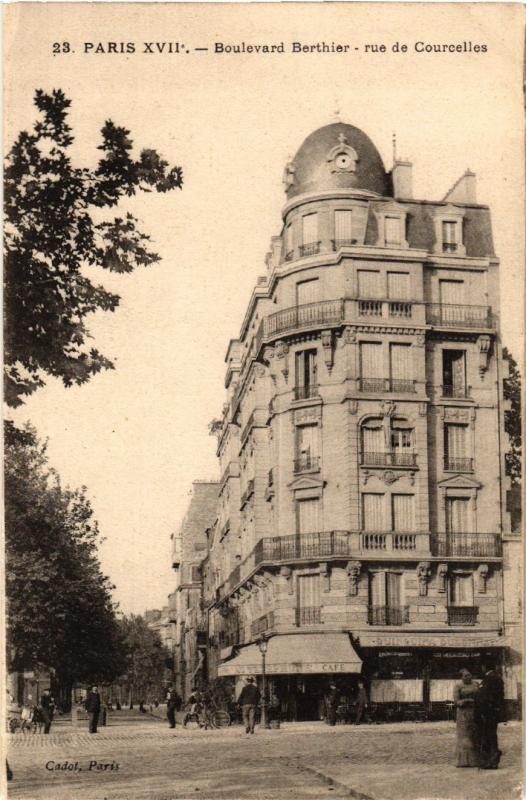 Carte postale ancienne Boulevard Berthier - rue de Courcelles à Paris 17e