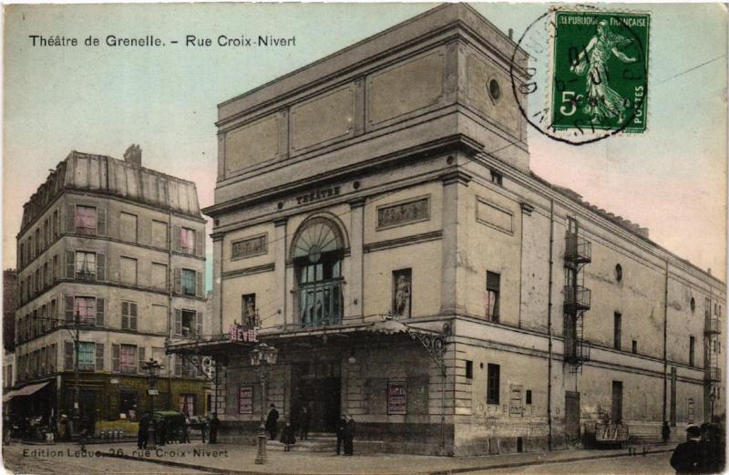 Carte postale ancienne Théâtre de Grenelle - Rue Croix-Nivert à Paris 15e