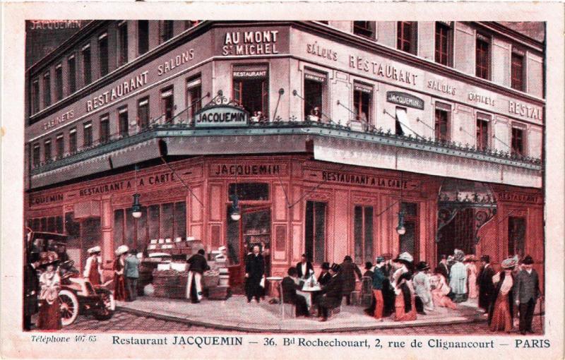 Carte postale ancienne Restaurant Jacquemin à Paris 18e