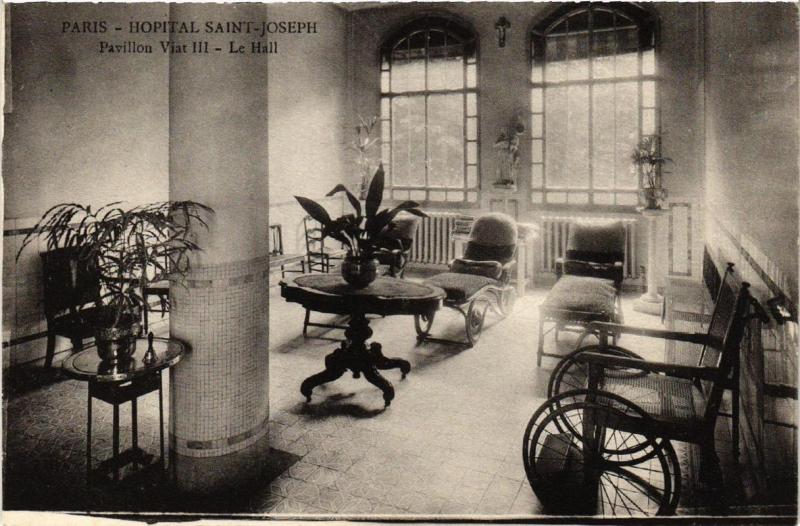 Carte postale ancienne Hôpital Saint-Joseph Pavillon - Viat III - Le Hall à Paris 14e