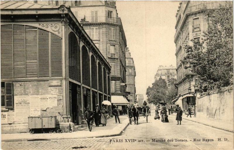 Carte postale ancienne Marché des Ternes - Rue Bayen à Paris 17e
