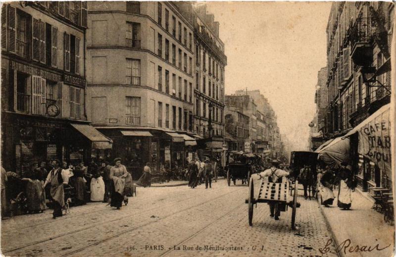 Carte postale ancienne La Rue de Ménilmontant à Paris 20e