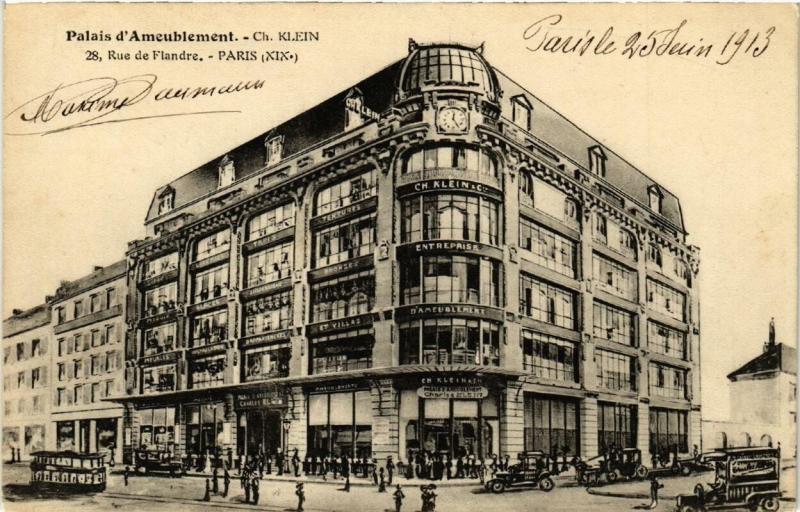 Carte postale ancienne Palais d'Ameublement. - Ch. Klein - Rue de Flandre à Paris 19e