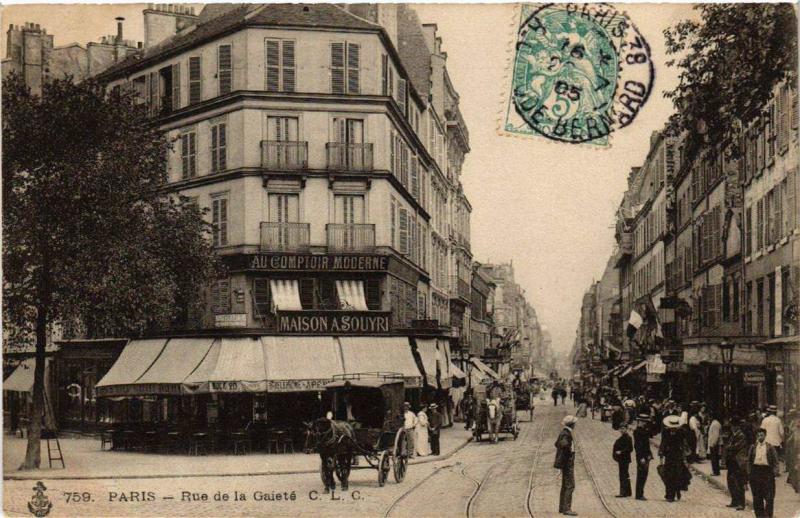 Carte postale ancienne Rue de la Gaieté à Paris 14e