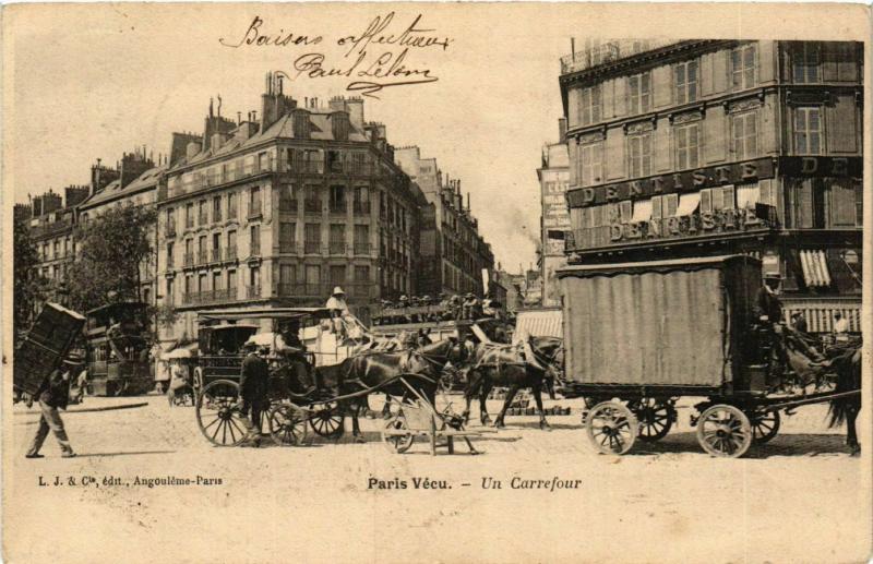 Carte postale ancienne Paris Vecu. Un Carrefour