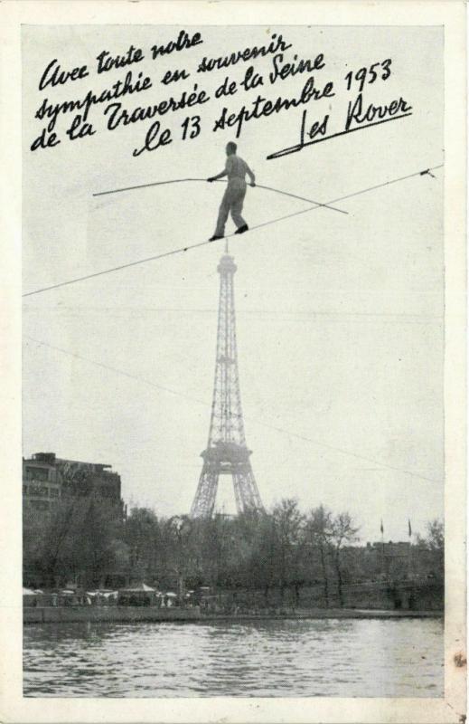 Carte postale ancienne Paris 7e Traversee de la Seine le 13 Septembre 1953 à Paris 7e