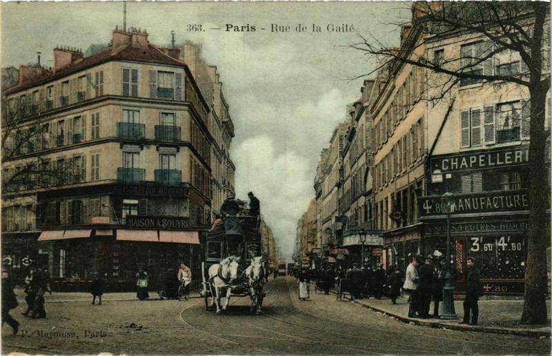 Carte postale ancienne Rue de la Gaîté à Paris 14e