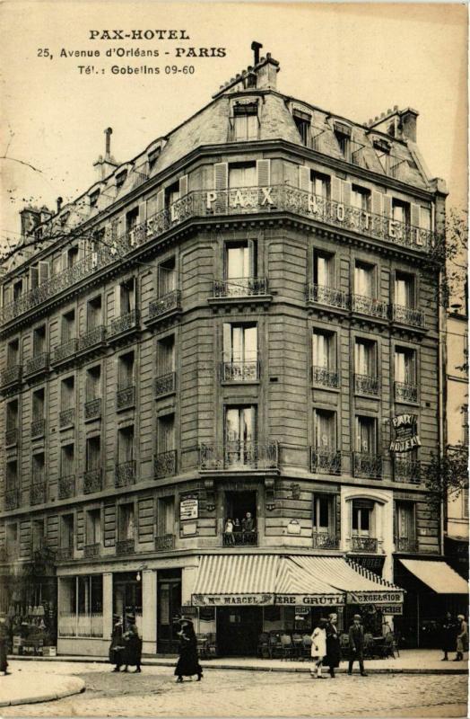Carte postale ancienne Pax-Hôtel - Avenue d'Orléans à Paris 14e