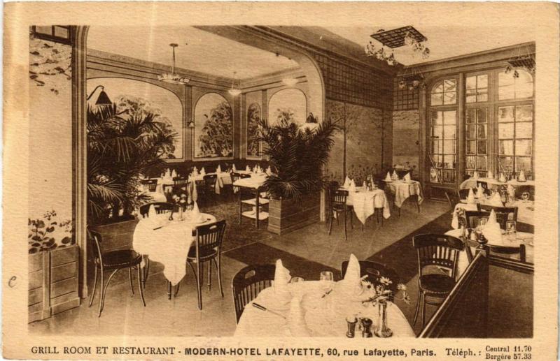 Carte postale ancienne Paris 9e Modern-Hotel Lafayette 60, rue Lafayette à Paris 9e