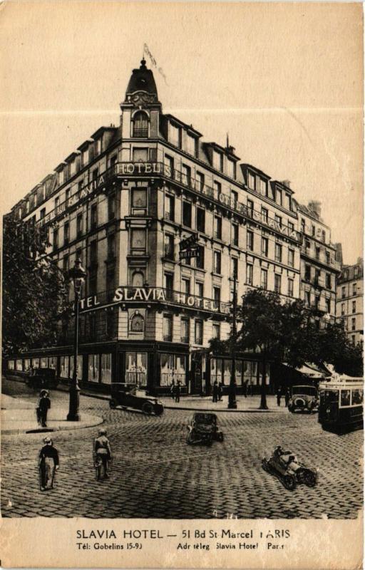 Carte postale ancienne Paris 13e Slavia Hotel 51, Bd Saint-Marcel à Paris 13e