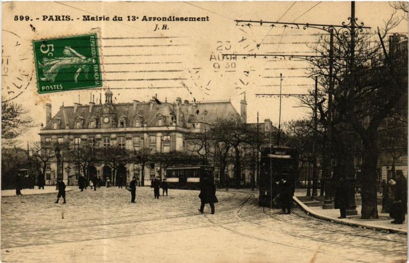 Carte postale ancienne Mairie du 13e Arrondissement à Paris 13e