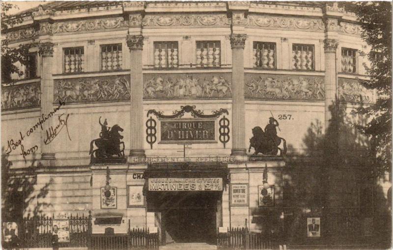 Carte postale ancienne Paris (11e) Cirque d'Hiver. à Paris 11e