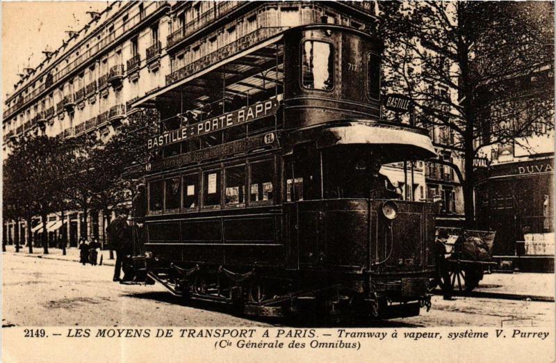 Carte postale ancienne Paris Tramway a vapeur