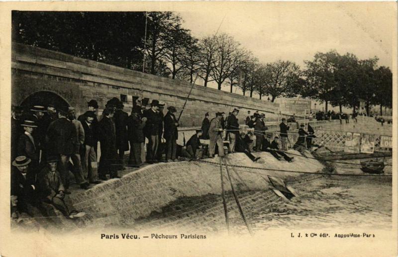 Carte postale ancienne Paris Vecu. Pecheurs parisiens