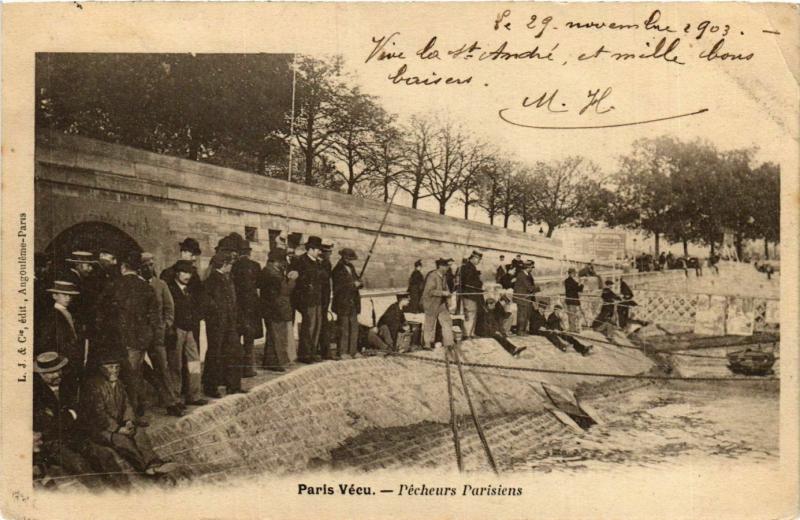 Carte postale ancienne Paris Vecu. Pecheurs parisiens