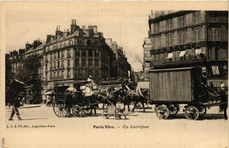 Carte postale ancienne Paris Vecu. Un Carrefour