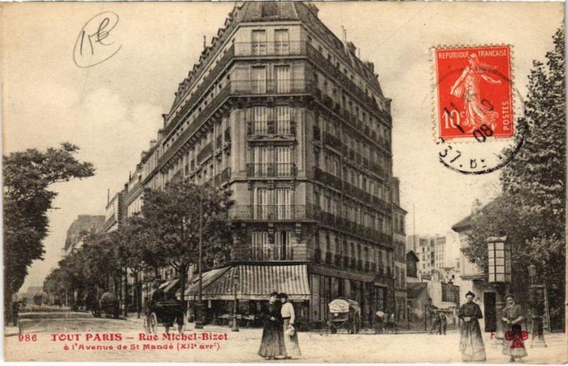 Carte postale ancienne Rue Michel-Bizot à l'Avenue Saint-Mandé à Paris 12e
