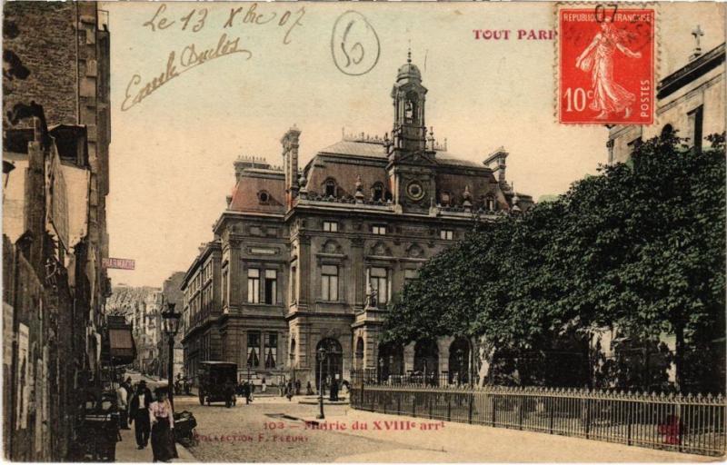 Carte postale ancienne Tout Paris - 103 - Mairie du 18e
