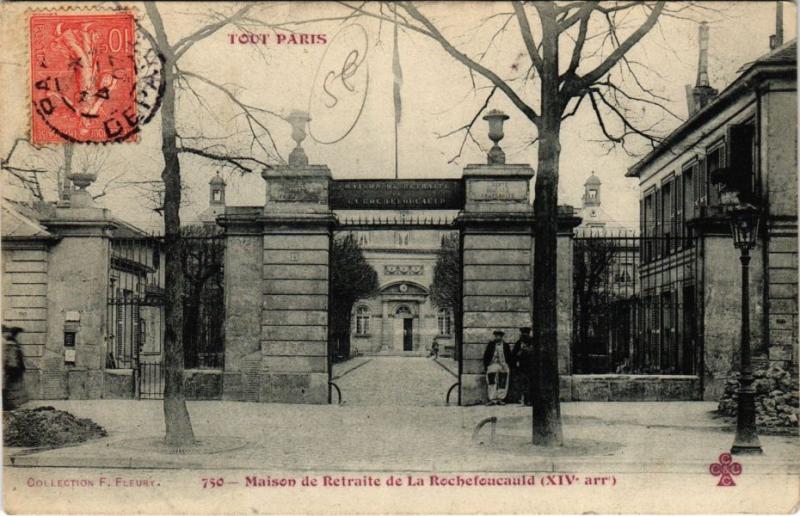 Carte postale ancienne Maison de Retraite de La Rochefoucauld à Paris 14e