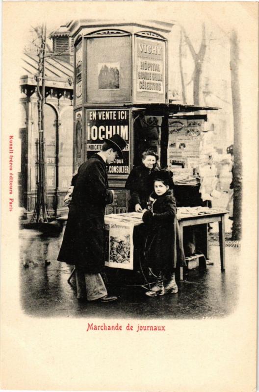 Carte postale ancienne Paris - Marchande de journaux à Paris
