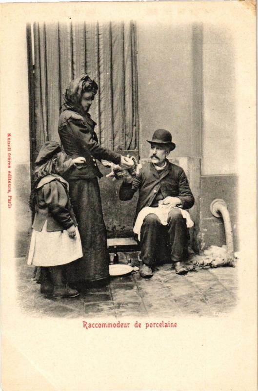 Carte postale ancienne Paris - Raccommodeur de porcelaine à Paris