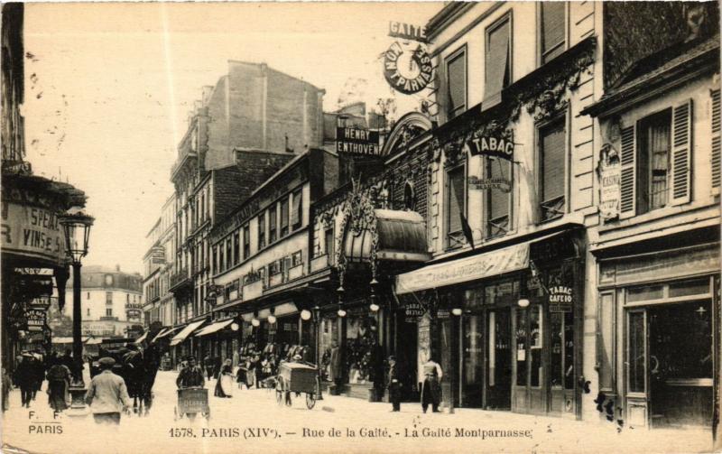 Carte postale ancienne Rue de la Gaîté - La Gaité Montparnasse à Paris 14e