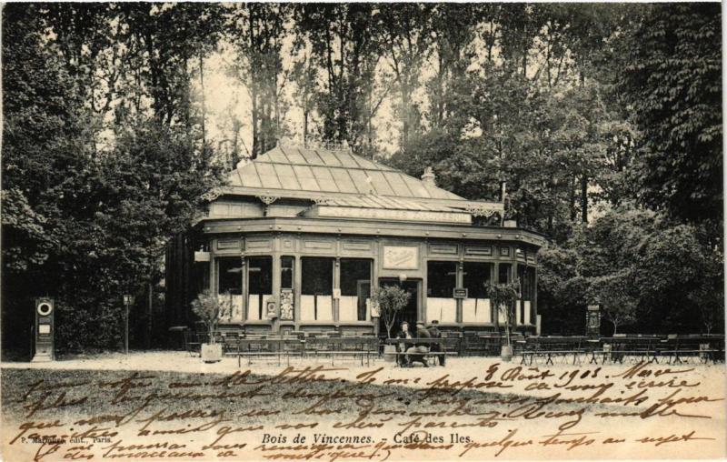 Carte postale ancienne Paris 12e Bois de Vincennes. Café des Iles P. Marmuse à Paris 12e