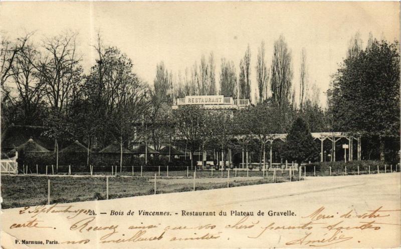 Carte postale ancienne Paris 12e Bois de Vincennes. Restaurant du Plateau de Gravelle à Paris 12e